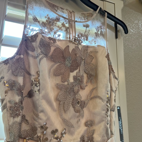 TAHARI Arthur S. Levine,  dress in size M color Rose Gold and cream background - Picture 3 of 16